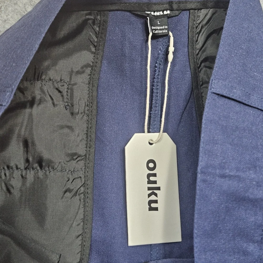Ouku Lounge Linen Blend Shorts Mens Large Blue NWT